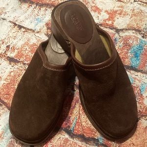 J. Crew Vintage 90's Brown Suede Leather Clogs| Sz 6 Made in Italy